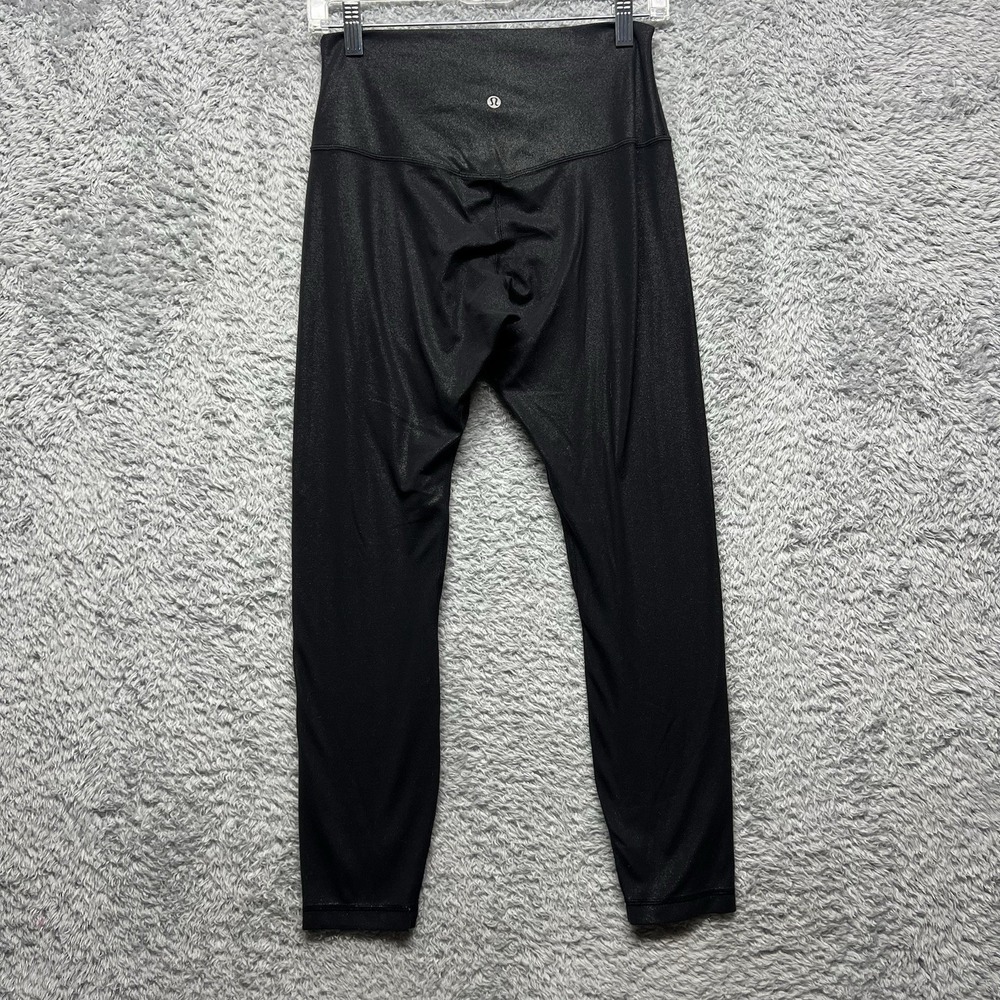 Lululemon Align‎ High Rise Shine Legging Pants Black Womens 8 Glossy Metallic